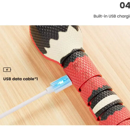 USB Rechargeable Interactive Realistic Smart Sensing Snake Cat Toy - Obstacle-Evading, No Remote Control, Halloween Fun Prank Prop Toy, Great Gift for Indoor Cats & Children